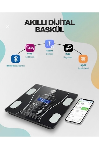 Dijital Baskül Yağ Su Kas Vücut Kitle Endeksi Kilo Ölçer Baskül-tartı