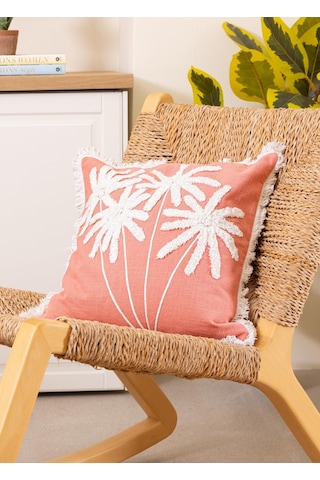 The Mia Bohem Palmiye Desenli Kırlent Somon 45 X 45 Cm Somon