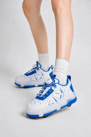 Odin Tekerlekli Işıklı Çocuk Spor Ayakkabı Rahat Patenli Sneaker - Mavi