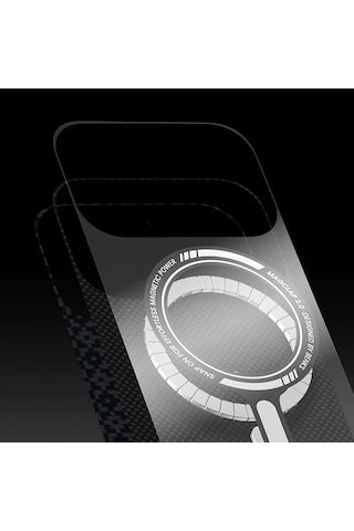 Apple Uyumlu iPhone 17 Kılıfm-safe Şarj Özellikli Benks Armorair Armorgrid Serisi Kevlar Kapak Siyah Siyah