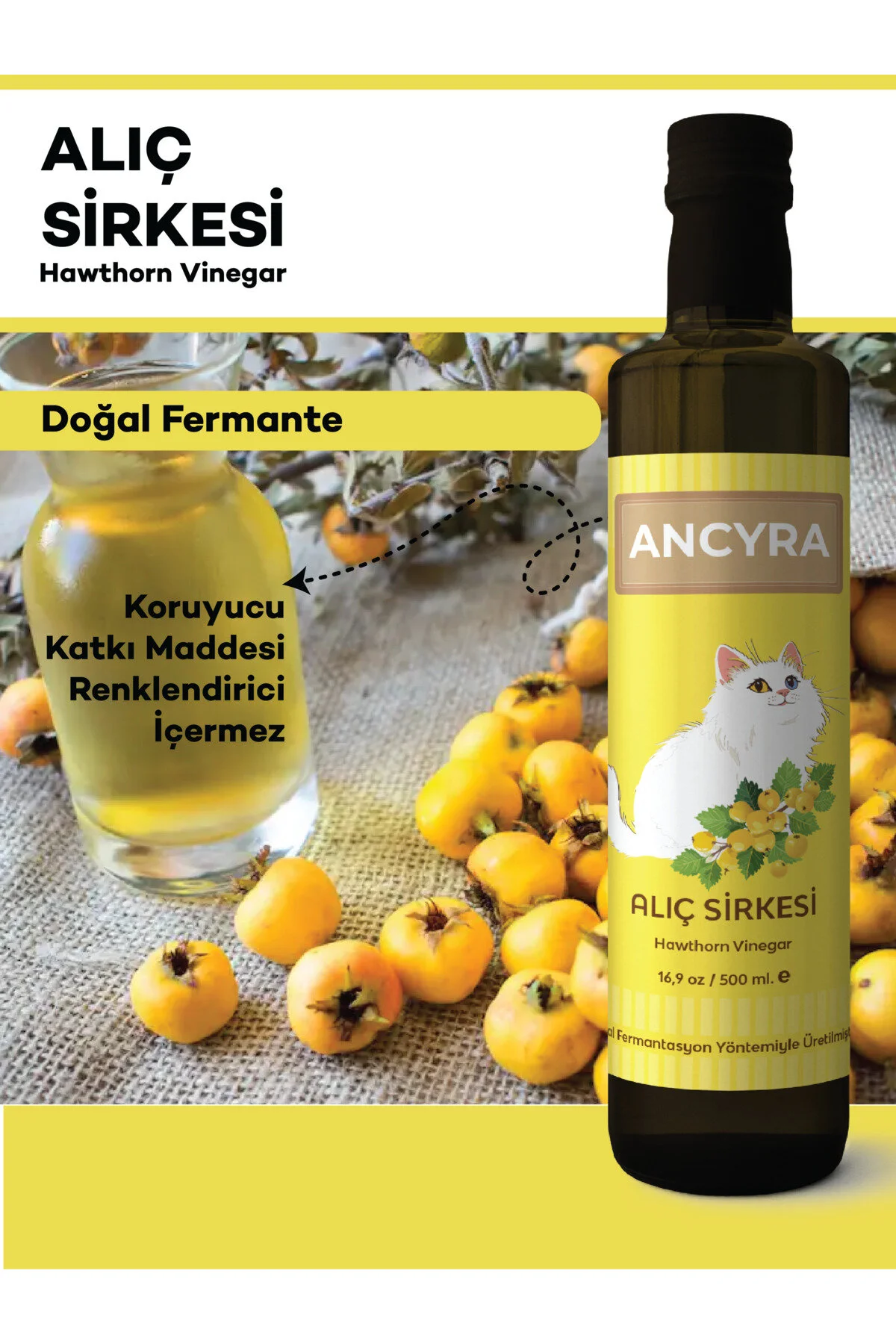 Alıç Sirkesi Doğal Fermante Hawthorn Vinegar 500 Ml