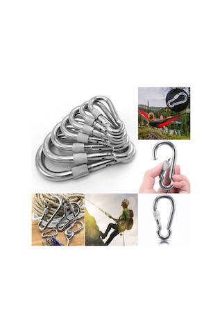 Kilitli Karabina Yaylı Galvanizli 6-8-10-12Mm Ölçü Adet Seçenekli