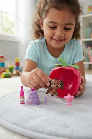 Sevimli Minişler Işıklı Elma Yuvalı Pet Shop Oyun Seti Kaleme Takılabilir Sevimli Köpek Figürlü Ve Aksesuarlı Çocuk Oyuncağı