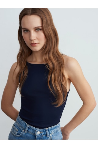 Dilvin 21048 Halter Yaka Top-lacivert Lacivert