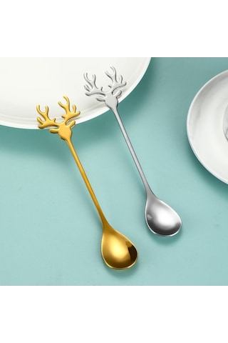 Dancemonkey 4 Adet 14cm 304 Çelik Kahve Kaşığı, Paslanmaz, Pratik Set Çok Renkli