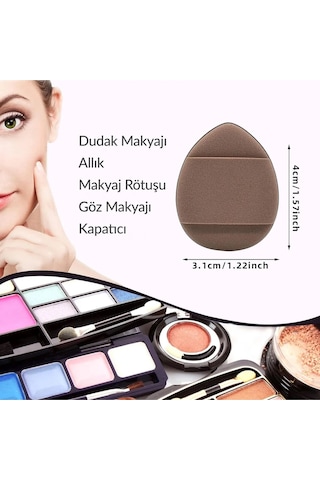 4lü Mini Parmak Makyaj Süngeri Kapatıcı - Pudra - Allık Renkli