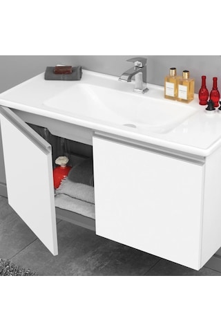 Orka Terme 80 Cm Mdf Beyaz Banyo Dolabı Takımı Ve Boy Dolabı Beyaz