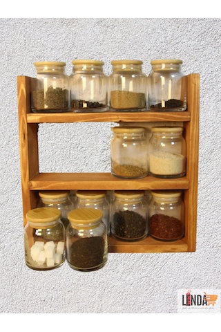 Doğal Ahşap Baharatlık Standı, Tezgah Üstü Düzenleyici, Ahşap Raf