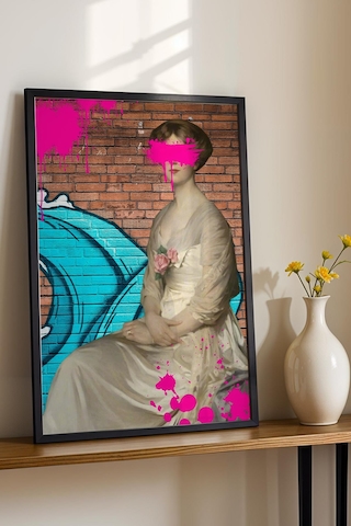 Klasik Portre Graffiti Çerçeveli Tablo Ofis Ve Ev İçin Modern Tasarım Altered Art