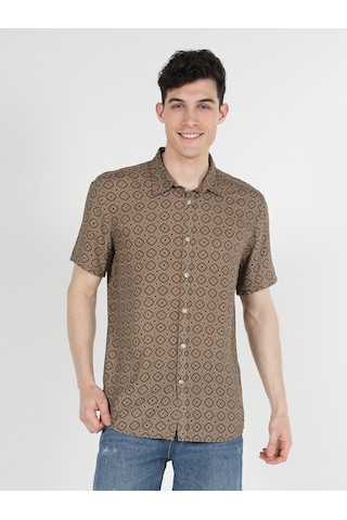 Colin's Regular Fit Desenli Bej Erkek Kısa Kol Gömlek CL1058252_Q1.V1_BEI Bej