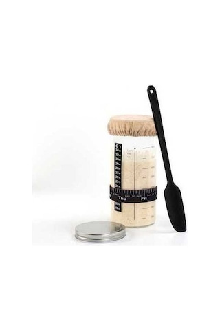 Trendooze Ekşi Hamur Mayası - 1000ml Cam Kavanoz, Termometreli, Kazıyıcılı, Kumaş Kapaklı