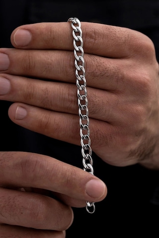 Kişiye Özel Harfli Gurmet Zincirli Unisex Çelik Bileklik Sevgiliye Eşe Hediye Eck06h Metalik