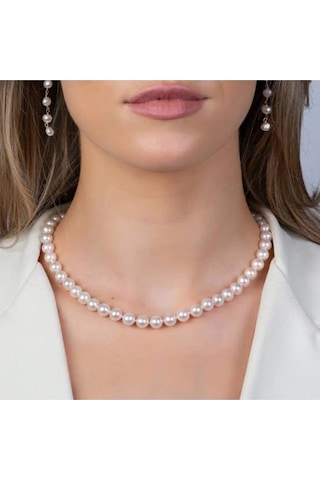 Fashion Bijuteri Inci Kolye 10mm 41 Cm Yeni Sezon Kadın Kolye Çok Renkli