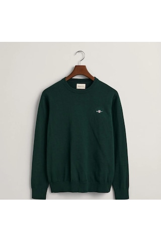 Gant Erkek Yeşil Regular Fit Bisiklet Yaka Kazak - Dokuma Yeşil