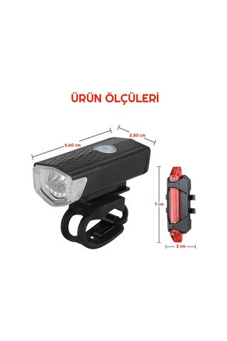 Exeo Led Bisiklet Ön Ve Arka Ikaz Işığı Far 3 Modlu Su Geçirmez Siyah - Kırmızı