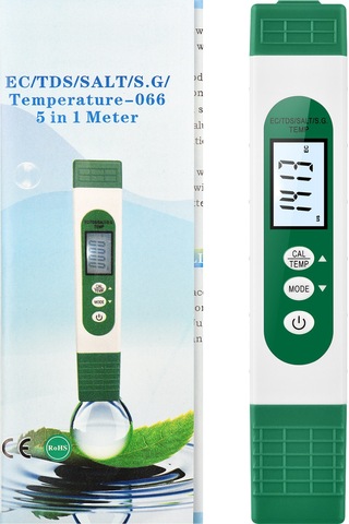 Reedark 5 Fonksiyonlu Su Kalitesi Testeri Ec/tds/tuz/s.g/sıcaklık Ölçer Pil Hariç Hw-066