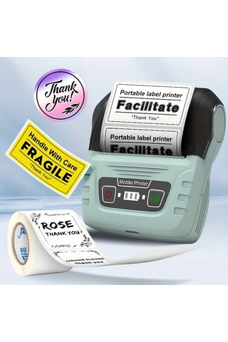 Honeybeeshop Sinmark Sk58 Taşınabilir Etiket Yazıcı Yeşil 4030 Kağıt Rulosu Küçük İşletme Ofis Ev Adres