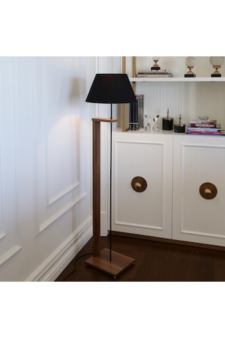 Homing Pi Ahşap Gövdeli Siyah Kumaş Başlıklı Lambader Ayd-3130