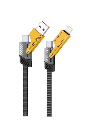 60w 1metre Pd Hızlı Fast Destekli 4 Lü Usb-a ,type-c , Lightning Dayanıklı Data Şarj Kablosu