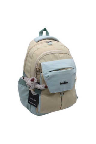 Günlük Sırt Çantası Unisex Çok Bölmeli Okul Çantası 2601 Bej-mavi