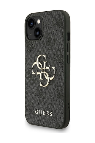 Apple Uyumlu iPhone 14 Kılıf Guess Lisanslı Bilek Askı İpli Metal 4g Ve Yazı Logolu Kapak Siyah