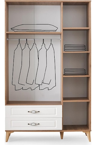 Irmak 3 Kapılı 2 Çekmeceli Gardrop Elbise Dolabı 120x48x195cm 001