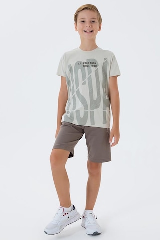 U.S. Polo Assn. Erkek Çocuk 2 Li Bermuda T-şhirt Takım Bej-2315 Bej