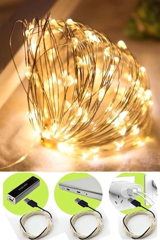 Peri Led Işık 5 Metre Usb Ile Çalışan Çok Amaçlı Dekoratif Aydınlatma 1.kalite Sarı Günışığı
