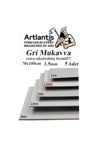 Mukavva Gri 1.5mm 70x100 Cm 5 Adet Sert Karton Ekstra Sıkıştırılmış 70 100 Mukavva Gri Renkli 5 Adet 5