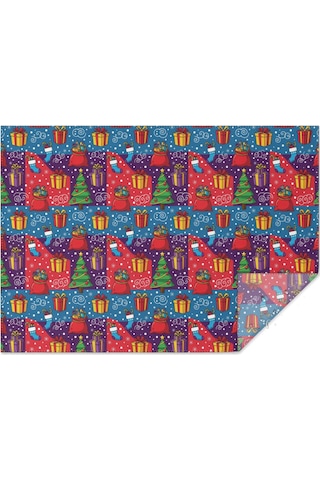 Noel Desenli Dikdörtgen Masa Örtüsü 60x84 İnç, Su Geçirmez Ve Leke Tutmaz Noel Hediye Ağacı