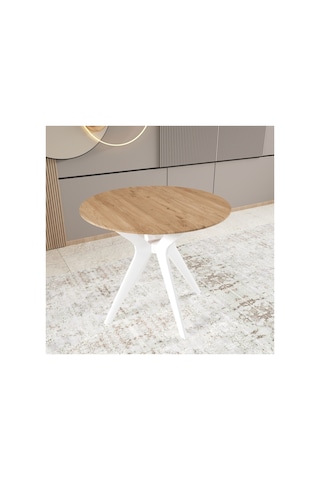 Freya Yemek Masası, 90x90 Yemek Masası, Yuvarlak Yemek Masası Meşe