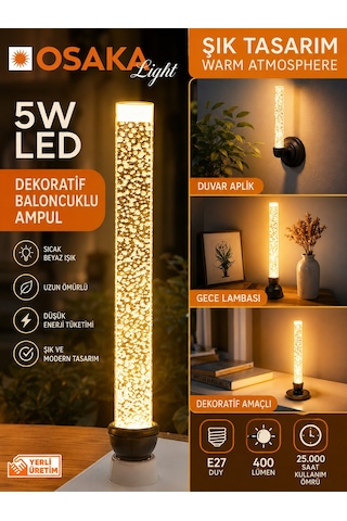 Osaka 5w Sarı Işık E27 Dekoratif Baloncuklu Led Ampul