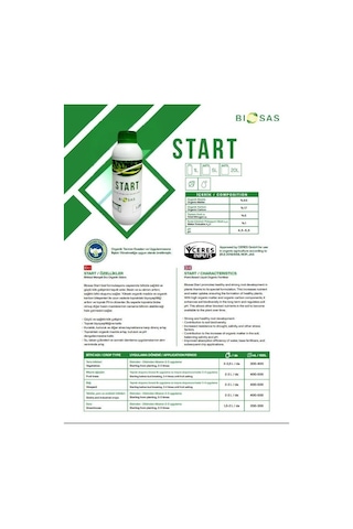 Biosas Start 1 Lt Bitkisel Menşeli Sıvı Organik Gübre 1 L