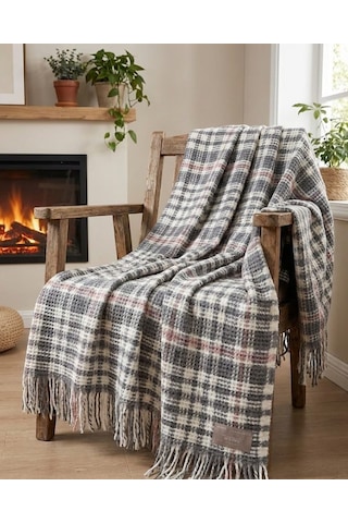 Dinarsu Cozy Life Pamuklu Skoç Tv Battaniyesi Maria Pembe Gri 130 X 170cm Gri - Pembe