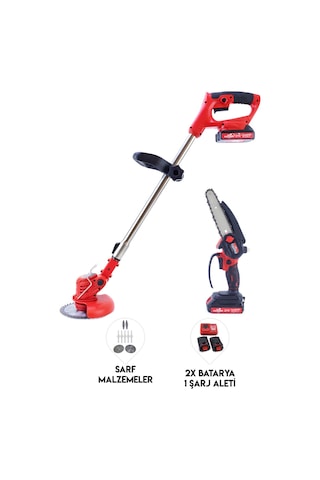 Dawreek Red21 İkili Tırpan Seti Şarjlı Tırpan + Testere