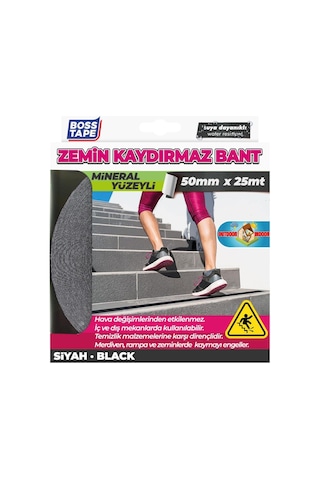 Bosstape Zemin Merdiven Kaydırmaz Bant 50mmx25mt Siyah