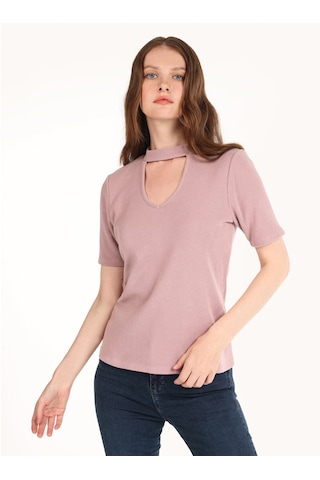 Colin's Colins Dar Kesim Yarım Balıkçı Yaka Pembe Kadın Tshirt K.kol Cl1065127 Pembe