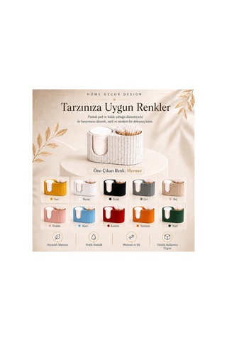 Makyaj Pamuğu Ve Kulak Çubuğu Organizeri 13cmx6cmx7cm Ekru