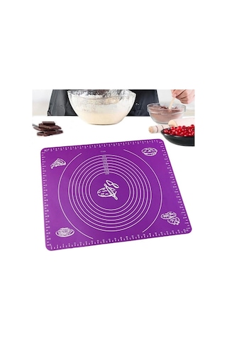 Mucit Home Silikon Hamur Açma Yoğurma Matı Pasta Fırın Altlığı, Mor Mor