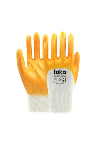 Toko Tkg350 Flex Sarı Pamuk Nitril Eldiven No: 10/xl