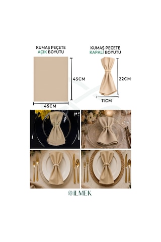 Kumaş Peçete 50'li Paket Peçete Halka Hediyeli Tam 100 Parça Kum Beji Kum Beji