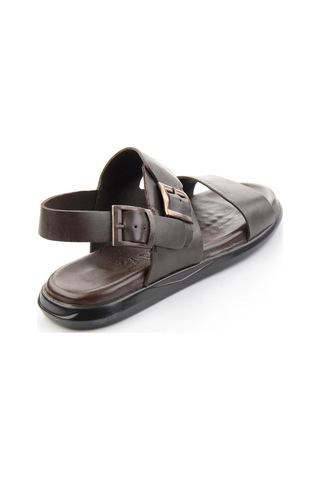 Kahve Hakiki Deri Erkek Sandalet E05557259703