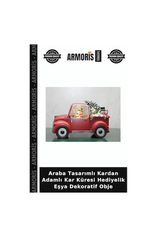 Araba Tasarımlı Kardan Adamlı Kar Küresi Hediyelik Eşya Dekoratif Obje
