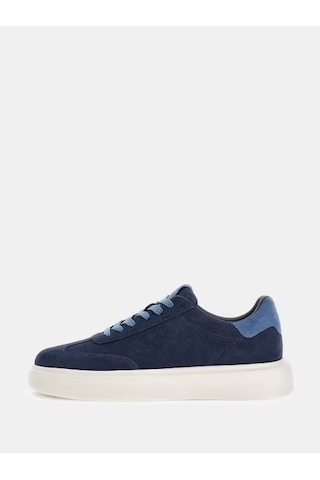Guess Plaza Deri Erkek Sneaker Ayakkabı Fmpplasue12 Mavi