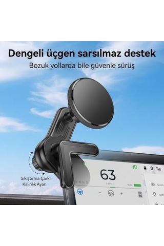 Magsafe Uyumlu Araç İçi Telefon Tutucu - Tesla Ve Tüm Araç Ekranı Arkası Montaj - 360 Dönebilen Katlanabilir G