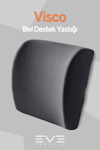 Eve Tekstil Oto Araç Sandalye Ofis Minderi Ortopedik Bel Minderi Fermuarlı Ortopedik Visco Sırt Yastığı