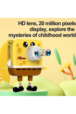 Sünger Bob Tasarımlı Yeni Nesil Çocuk Fotoğraf Makinesi Çift