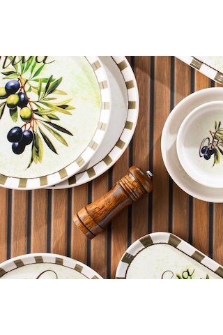 Perotti Olives 14 Parça Seramik 6 Kişilik Kahvaltı Takımı Çok Renkli