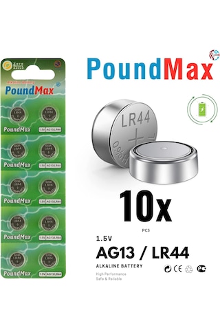 2x 10 Adet Lr44 Ag13 A76, G13, L1154, Sr44, G13a 1,5 V Poundmax Alkalin Düğme Pil Paketi Cıva İçermeyen, Sızdırmaz, Uzun Raf Ömrü, Oyuncaklar, Ölçüm Cihazları Ve Hesap Makineleri İçin İle Uyumludur
