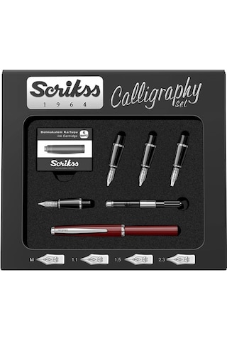 Scrikss Kaligrafi Kalemi 33 Set Bordo Siyah